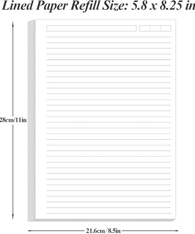 (3-Pack) Unpunched Lined Refill Paper - A5 Loose Leaf Paper for Ring Binder/Discbound Notebook Planner Inserts, 300 Sheets/600 Pages,100gsm Ruled White Pages, 5.8" x 8.25”