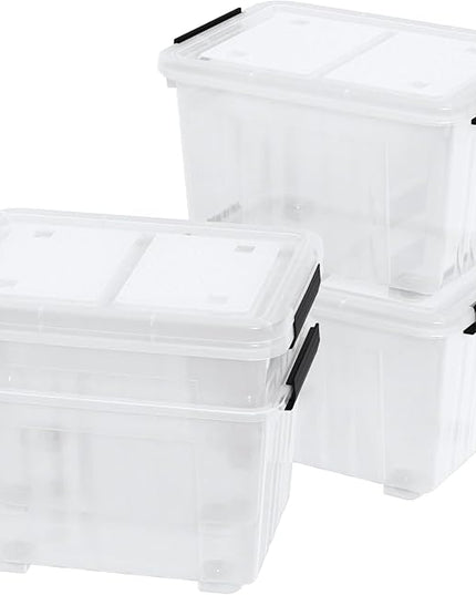 42 L 4 Packs Plastic Storage Box with Latching Lid, Clear Storage Container Bins