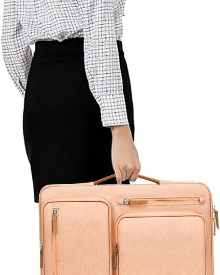 MOSISO 360 Protective Laptop Case 13.3 inch, 13-13.3 inch Laptop Sleeve Compatible with MacBook Air/Pro 13 / Pro 14,HP Dell Acer ASUS,Side Open Carrying Case with 4 Zipper Pockets&Handle, Peach Fuzz