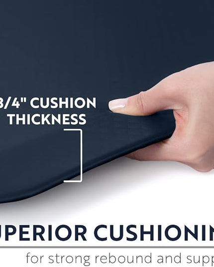 KANGAROO Thick Ergonomic Anti Fatigue Mats for Kitchen Floor, Cushioned Standing Office Desk Mat, Waterproof Scratch Resistant Topside, Supportive All Day Comfort Padded Foam Rugs, 17x24, Navy