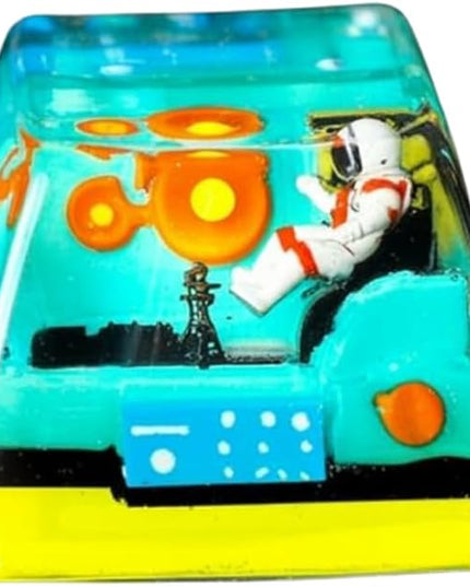 Astronaut Custom Artisan Keycap with Green Spaceship R1 SA Profile Astronauts Keycaps 1U ESC Handmade Gaming Resin Key Cap Cherry MX Switch Compatible Mechanical Keyboard Space Lover Gift