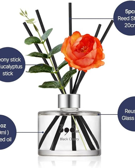 396 st. Peony Flower Reed Diffuser, Vanilla Lavender, 200ml(6.7oz) / Reed Diffuser Sets, Home Fragrance, Scented Oils, Home & Bathroom Décor