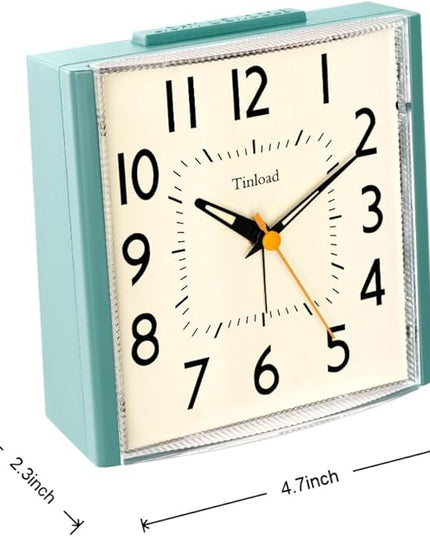 Tinload 4.7" Large Vintage Retro Analog Alarm Clock, Super Silent Non Ticking Clock with Manual Light, Snooze, Battery Operated, Simply Design, for Living Room, Bedroom, Bedside, Desk, Gift Clock