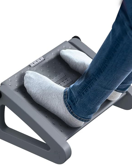 Foot Rest for Under Desk at Work - Six Heights Adjustable Under Desk Footrest - Ergonomic Foot Stools for Under Office Desks - Desks Foot Rest with Massage Rollers - Leg Rest for Chair (Gray)