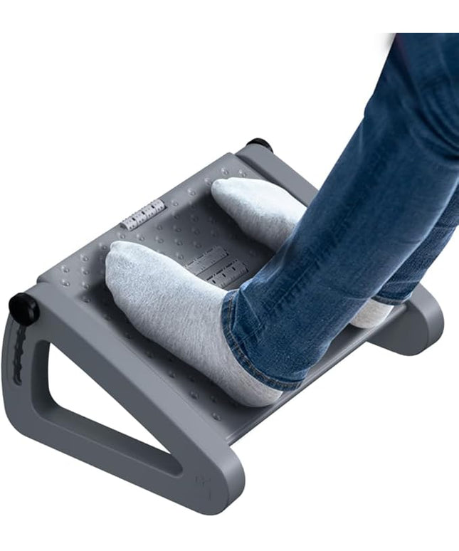Foot Rest for Under Desk at Work - Six Heights Adjustable Under Desk Footrest - Ergonomic Foot Stools for Under Office Desks - Desks Foot Rest with Massage Rollers - Leg Rest for Chair (Gray)