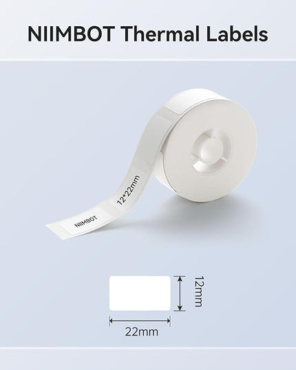NIIMBOT Label Maker Tape for D11/D110/D101 Label Maker, 12 x 22 mm (0.47'' x 0.87'') for Home Office Labeling Tape Replacement, White
