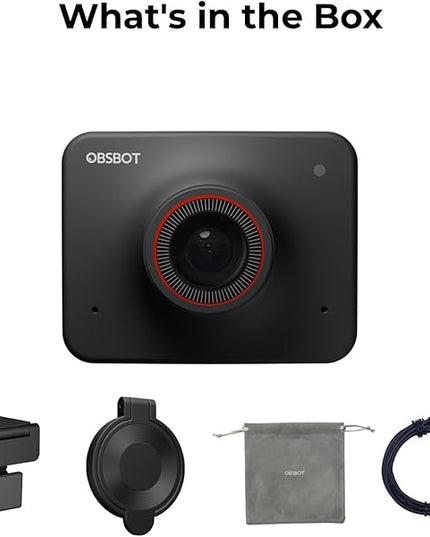 OBSBOT Meet AI-Powered 4K Webcam, AI Framing & Autofocus, Webcam with Microphone, Background Bokeh, 60 FPS, HDR Low-Light Correction, Beauty Mode, Webcam for PC, Streaming, Conference, Gaming, etc.