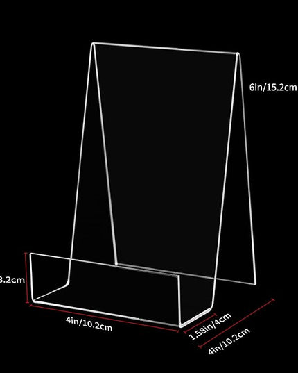 ZOEY Acrylic Book Stand with Ledge Clear Display Easels Plate - 5 Pack Large Book Holder Easel Stand for Display, Music Sheets, Artworks, CD, Tablet Holder