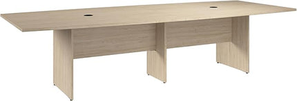 Bush Business Furniture 120-inch Office Conference Table with Wood Base, Boardroom Meeting Space for 10 Users, Natural Elm