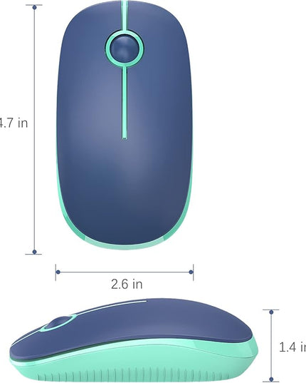 VssoPlor Wireless Mouse, 2.4G Slim Portable Computer Laptop Mouse with Nano Receiver Quiet Silent Optical Mice for Notebook, PC, Laptop, Computer-Blue and Green