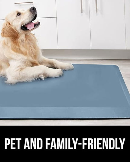 GORILLA GRIP Comfortable Cushioned Kitchen Mats for Floor, 39x20, Waterproof and Stain Resistant Soft Top, 3/4 Inch Thick Ergonomic Standing Desk Anti Fatigue Mat, Foam Supports Ankles, Feet, Sky Blue