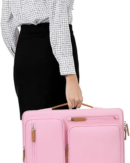 MOSISO 360 Protective Laptop Case 15 inch, 15 inch Laptop Sleeve Compatible with MacBook Air M4 M3 M2 2025 2024 2023, Dell XPS Plus, Side Open Carrying Case with 4 Zipper Pockets&Handle, Pink