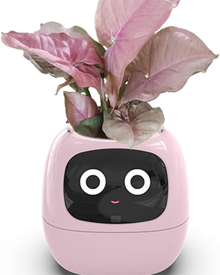 Intelligent Flower Pot, Electronic Bud, Maintenance Plant Assistant, Fun Interactive Flower Pot, Indoor Green Planting Monitoring, LCD Screen Display, Cell Phone APP Connection (Pink)