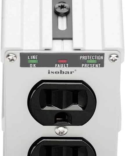 Tripp Lite Isobar ISOBLOK2-0 Heavy Duty Outlet Extender, Wall Power Strip Surge Protector, 2 Outlets, Direct Plug-in, White, Metal Power Strip, Industrial Garage Work Shop Bench