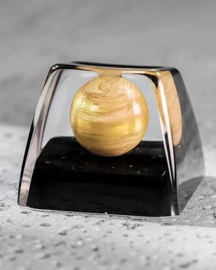 Saturn Planet Artisan Keycap Custom Solar System Planets Keycaps R1 SA Profile 1U ESC Handmade Resin Gaming Galaxy Key Cap Cherry MX Switch Compatible Mechanical Keyboard Space Lover Gift