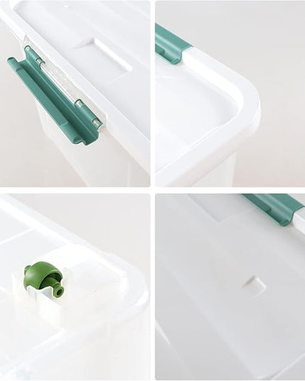 80 L Extra Large Plastic Storage Box, Clear Large Plastic Storage Bins with Wheels, 4-Pack