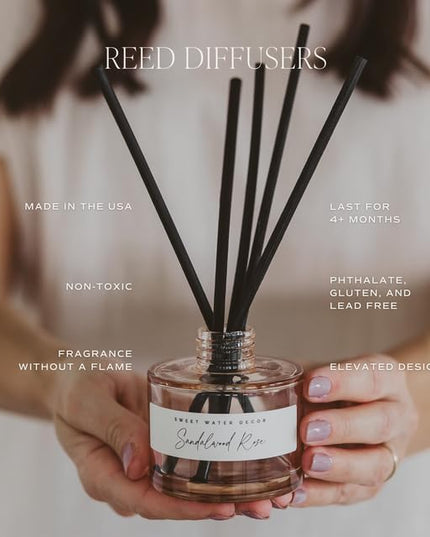 Sweet Water Decor Christmas Reed Diffuser Set - Fresh Cut Trees, Orange, and Cloves Holiday Scent for Home with Long Lasting Fragrance - Non-Toxic Oil Reed Diffuser Made in The USA
