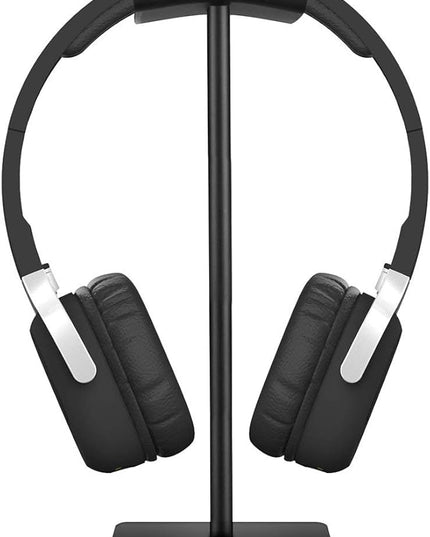 New bee Headphone Stand Headset Holder Earphone Stand with Aluminum Supporting Bar Flexible Headrest ABS Solid Base for All Headphones Size (Black)