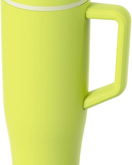 KISSKIND 40 oz Tumbler with Handle and Straw | Lumi Spin Hidden Straw 100% Leakproof Insulated Tumbler | Stainless Steel Water Bottle for Mom, Nurse, Teacher | Green Apple