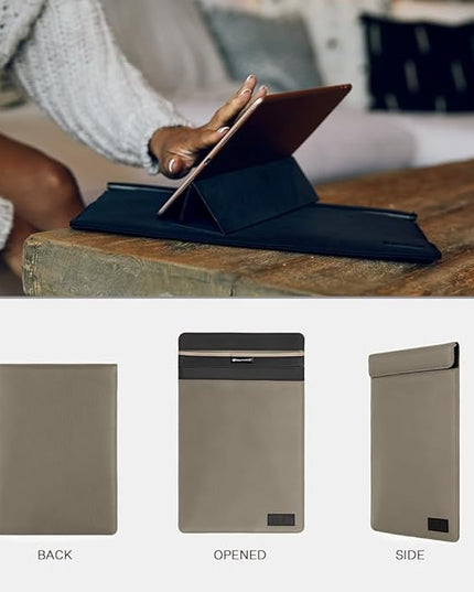 SLNT Faraday Bag Tablet Sleeve with Silent Pocket - Weatherproof Nylon, Signal Blocking Device Shielding for iPad, Samsung Galaxy Tab, Most Tablets, Travel, Privacy (Light Grey Nylon, Large)