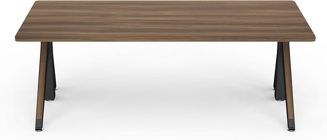 DEZCTOP Revon Pro Electric Standing Desk, 71" x 31.5" Large Work Surface, Height Adjustable (27.6"-47.2"), Sturdy Keel Frame, with Magnetic Modular System, Anti-Collision, Walnut for Home Office