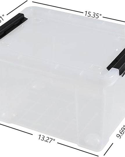 4 Pack 23 L Plastic Storage Bins with Wheels, Clear Storage Latch Box with Lids