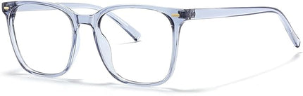 MACJERO Oversized Square Blue Light Blocking Glasses for Women Men, Anti-Fatigue Computer Monitor Gaming Glasses Reduce Eye Strain(transparent Grey)