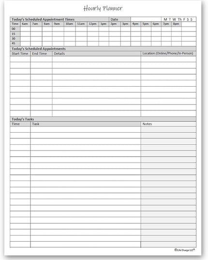 Hourly Planner Notepad. 60 Page Planning Pad w/Appointment Time Block, Task Log List & Note Sections. For Office Work Schedule & Time Management. 8.5 X 11, A4 Sheets.