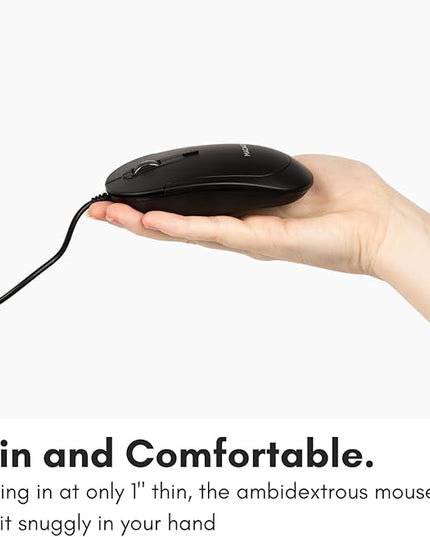 Macally Wired USB C Mouse for Mac and PC - Slim, Quiet, and Reliable - 4 DPI Mode Type C for Laptop, MacBook Pro/Air, iMac - Wired Mice USBC