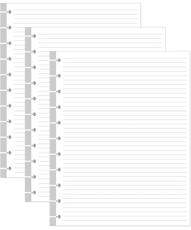 (3-Pack) Letter Size Discbound Refill Paper, 11 Disc Paper Refill for Note-Taking System Discbound Planner, 300Sheets / 600Pages Discbound Paper, 100gsm, White, 8.5'' x 11''
