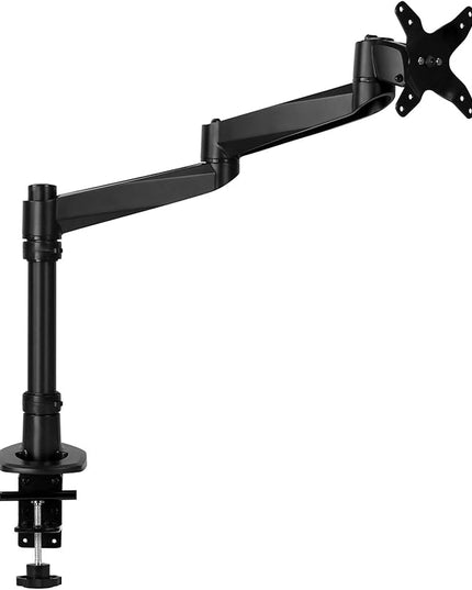 Mount-It! Premium Modular Monitor Desk Mount Arm Stand | Single Tilt Swivel Arm Fits 19 21.5 24 27 32 Inch Computer Screens with 75 100 VESA Patterns | C-Clamp and Grommet Bases | Black