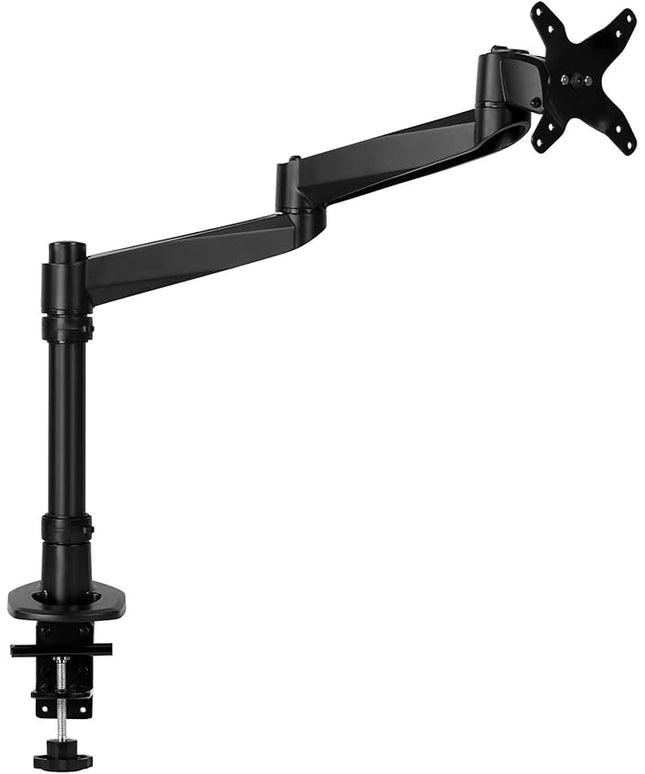Mount-It! Premium Modular Monitor Desk Mount Arm Stand | Single Tilt Swivel Arm Fits 19 21.5 24 27 32 Inch Computer Screens with 75 100 VESA Patterns | C-Clamp and Grommet Bases | Black