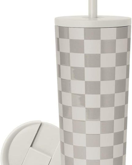 Simple Modern Insulated Tumbler with Lid and Straw | Iced Coffee Cup Reusable Stainless Steel Water Bottle Travel Mug | Gifts for Women Men Her Him | Classic Collection | 24oz | Checkmate