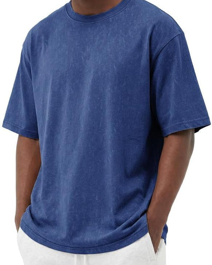 COOFANDY Men's Cotton T-Shirts Oversized Shirt Short Sleeves Streetwear Loose Fit Summer Tee Tops Washed Basic Unisex Shirts