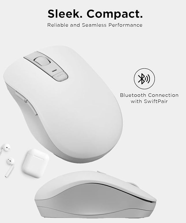 Lenovo Bluetooth Silent Mouse (WL300) - 5 Button Computer Mouse with Silent Left & Right Click – Sculpted Grip, Microsoft Swift Pair, Up to 1600 DPI (White)