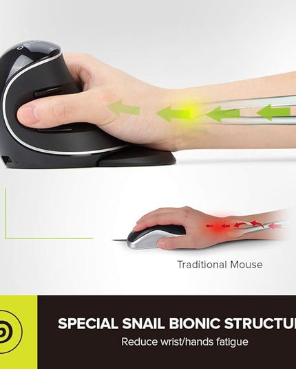 DELUX Wireless Ergonomic Vertical Mouse, Rechargeable Ergo Mouse for large Hands, Slient Click, Removable Wrist Rest, Up to 4000 DPI, 6 Buttons,2.4G Dual Mode, Compatible with Laptop/PC (M618PD-Black)