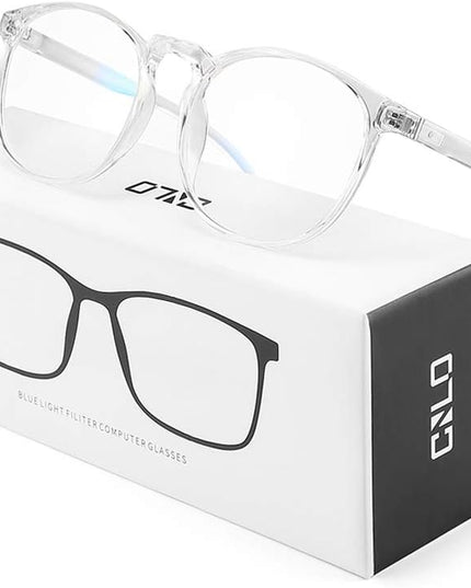 CNLO Blue Light Blocking Glasses,Computer Glasses,Anti Eyestrain, Lightweight Frame Eyeglasses,Men/Women… (Crystal)