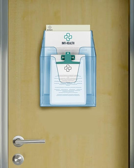 Acrimet Vertical Triple File Folder Holder Organizer, File Sorter (Plastic) (Clear Blue Color)