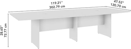 Bush Business Furniture 120-inch Office Conference Table with Wood Base, Boardroom Meeting Space for 10 Users, Hansen Cherry