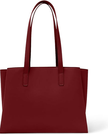 Work Tote Bags for Women 14 Inch - Work Bag Laptop Bag with Zip Compartments - Large PU Leather Office Computer Briefcase