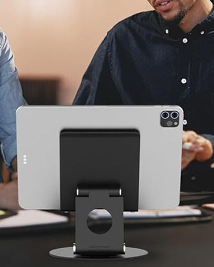 KABCON Swivel Tablet Stand, Aluminum Portable 360°Rotating Holder for Desk,Business,Kitchen,Desktop,Table Stand for iPad Pro 9.7,10.5,12.9/Air Mini,Tab,Fire,Nexus,E-Reader-Black