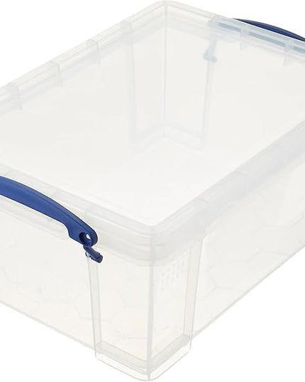 Really Useful Box Stackable 9 Liter Plastic Storage Container Bin with Snap Lid and Built-In Clip Lock Handles for Home & Office Organization (5 Pack)