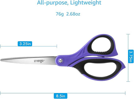 LIVINGO 3 Pack Sharp Scissors, 8.5 inch Comfort Grip Scissors All Purpose for Office, Stainless Steel Shears for Home Heavy Duty Cutting Fabric Sewing, Paper, School Crafting DIY