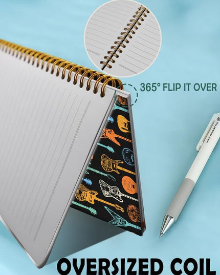 Spiral Journal Notebook for Women,A5 College Ruled Notebooks 6"x 8.4", 120 Pages (60 Sheets) Lined Journal with Premium Thick Paper,Perfect for School Office Home(Colorful Guitar)