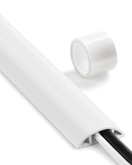 Floor Cable Cover 3ft White, LZEOY Cord Covers for Wires on Floor, Cord Hider Floor Cable Management, Extension Cord Floor Cover Low Profile, Floor Cord Cover for Office/Carpet/Floor