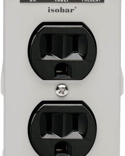 Tripp Lite Isobar ISOBLOK2-0 Heavy Duty Outlet Extender, Wall Power Strip Surge Protector, 2 Outlets, Direct Plug-in, White, Metal Power Strip, Industrial Garage Work Shop Bench