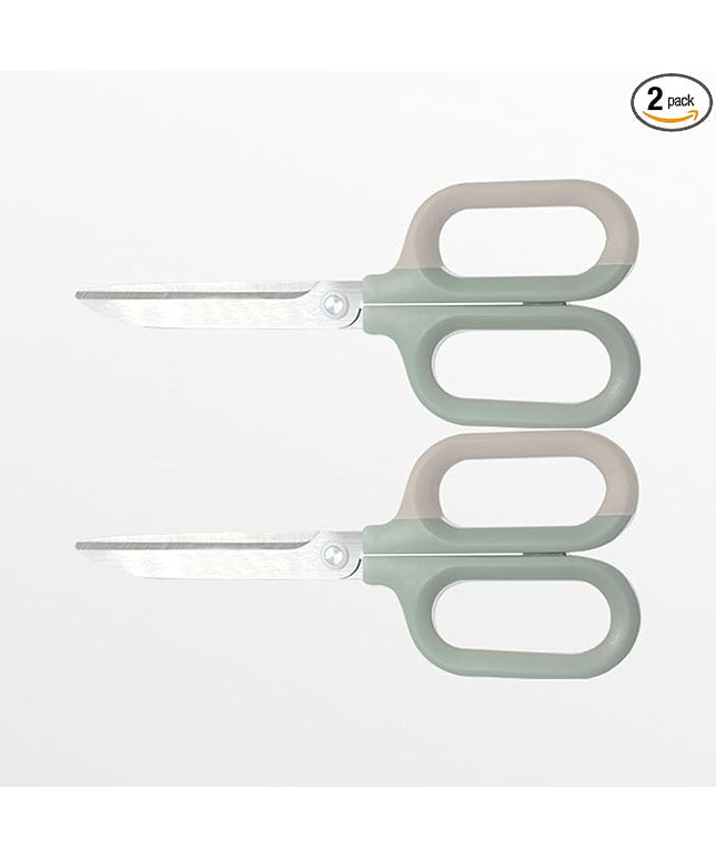 DuoVogue Green Office Scissors with Comfort-Grip Handles, Cute scissors, Sharp Craft Scissors for DIY Art, Sewing, Fabric, Student, Teacher, and Home Use(7", Green-2Pack)