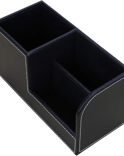KINGFOM Desk Organizer Office Supplies Caddy Pu Leather Multi-function Storage Box Pen/Pencil,Cell phone, Business Name Cards Remote Control Holder Black