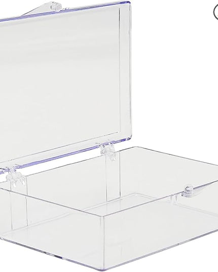 10-Pack Clear Hinged Plastic Containers, Keepsake Storage Boxes, 3 1/2" L x 2 9/16" W x 1" H, Made in USA, Plastic Display Case or Small Box for Storage and Organization