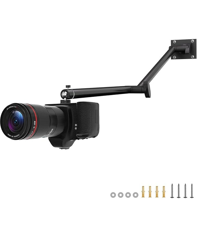 Articulating Camera Wall Mount with 1/4"-20 Threaded Compatible with DSLR/Security/Webcam/Action/LED Light/CCTV POV Camcorder Cameras,Adjustable Aluminium Alloy Arm Metal Base